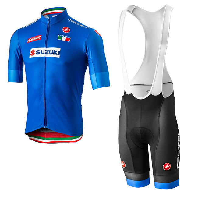 2018 Maillot Italia Tirantes Mangas Cortas Azul(1)